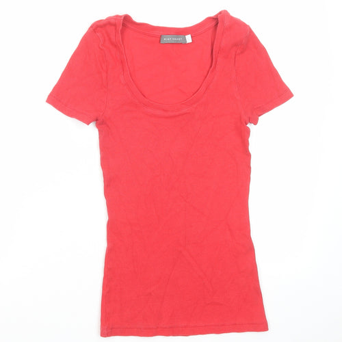 Mint Velvet Womens Red Cotton Basic T-Shirt Size S Scoop Neck