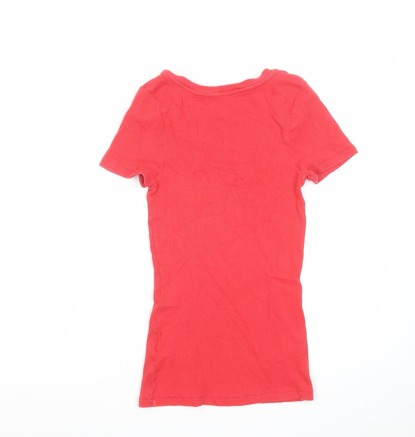 Mint Velvet Womens Red Cotton Basic T-Shirt Size S Scoop Neck