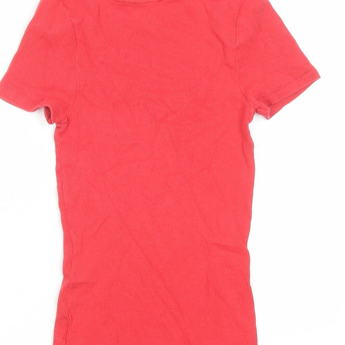 Mint Velvet Womens Red Cotton Basic T-Shirt Size S Scoop Neck