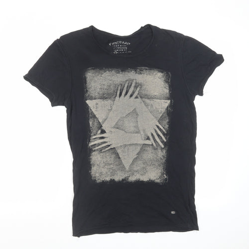 Firetrap Mens Black Cotton T-Shirt Size S Round Neck