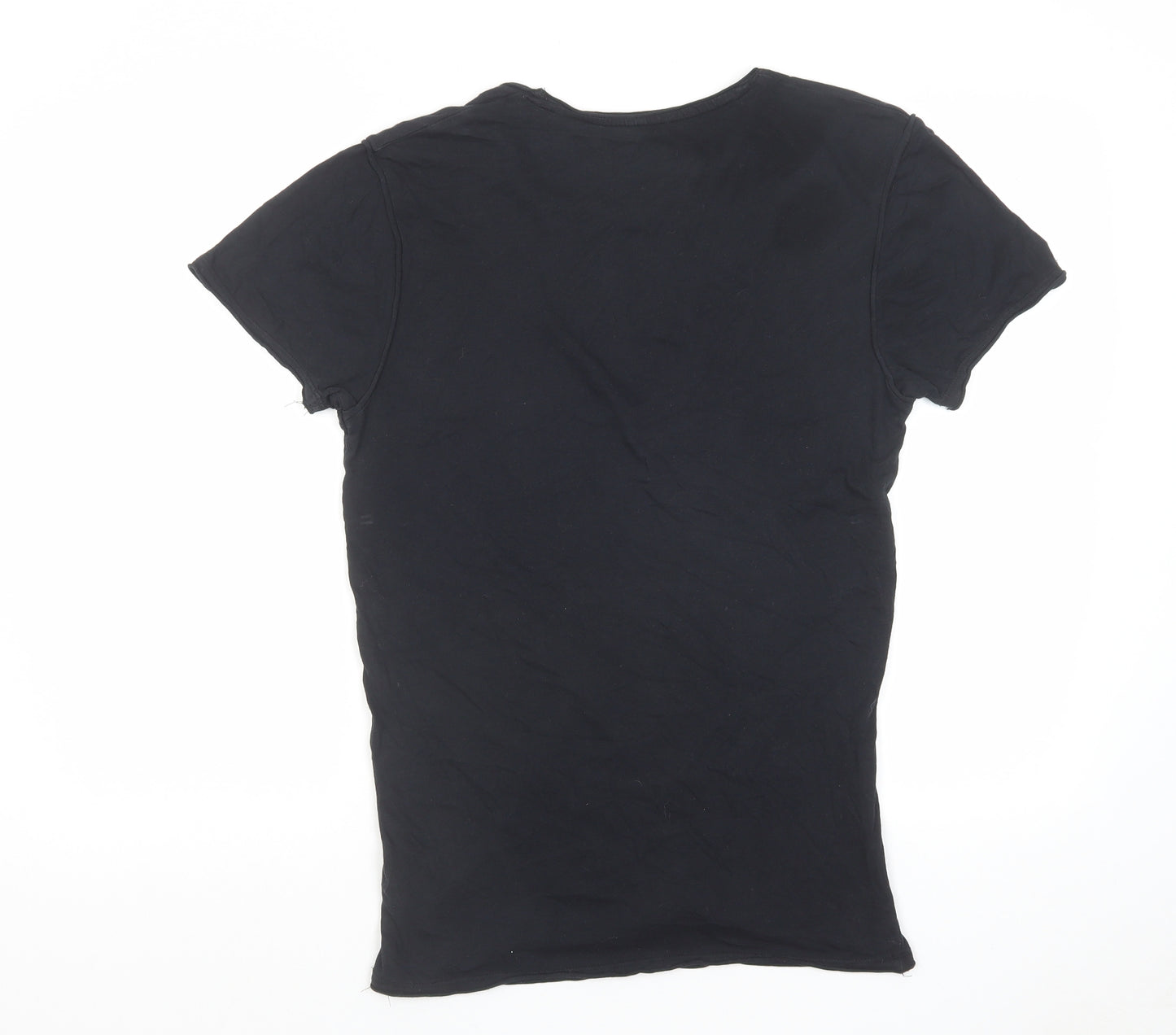Firetrap Mens Black Cotton T-Shirt Size S Round Neck