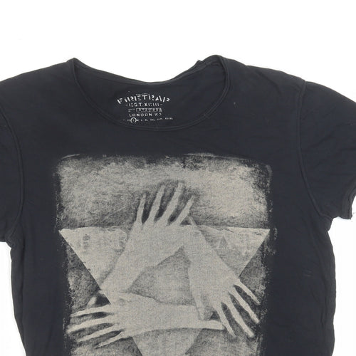 Firetrap Mens Black Cotton T-Shirt Size S Round Neck