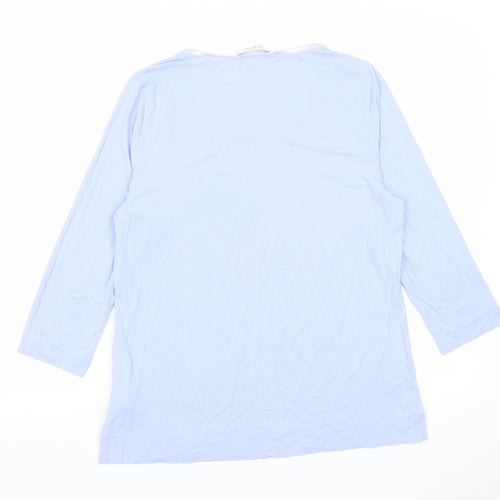 Classic Womens Blue Viscose Basic T-Shirt Size 14 Boat Neck