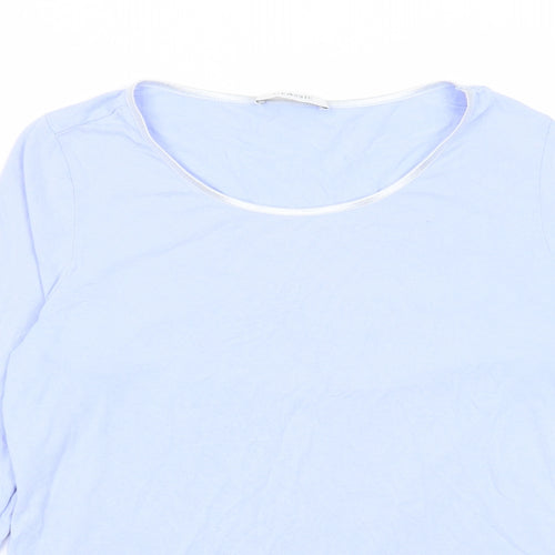 Classic Womens Blue Viscose Basic T-Shirt Size 14 Boat Neck