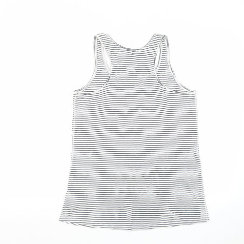 Fat Face Womens White Striped Cotton Basic Tank Size 10 Scoop Neck