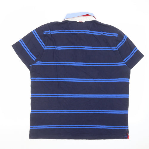 GANT Mens Blue Striped Cotton Polo Size XL Collared Button