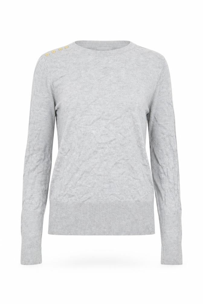 Front view of H&M women’s grey round neck viscose jumper, size M