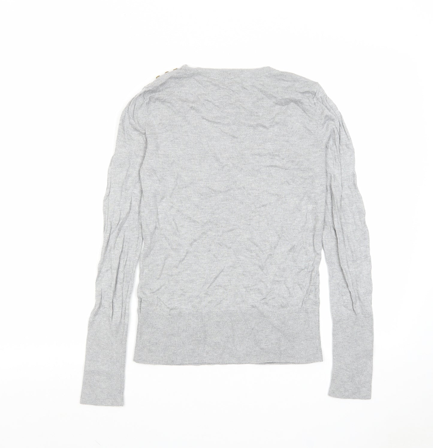 H&M Womens Grey Round Neck Viscose Pullover Jumper Size M