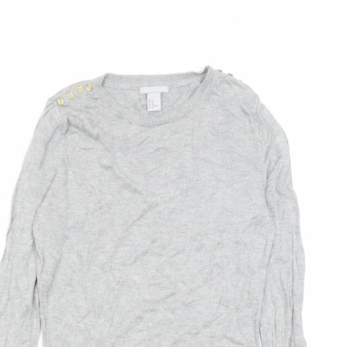 H&M Womens Grey Round Neck Viscose Pullover Jumper Size M