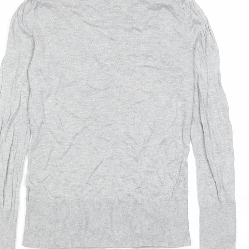 H&M Womens Grey Round Neck Viscose Pullover Jumper Size M