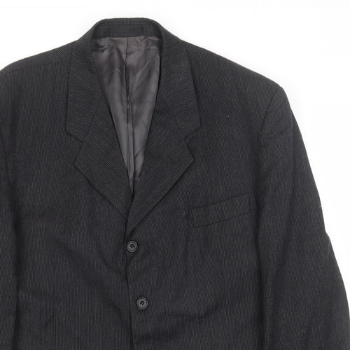 Candidate Mens Grey Striped Wool Jacket Suit Jacket Size 42 Regular