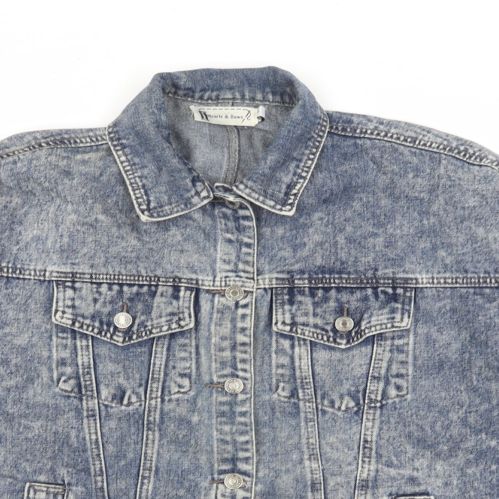 Heart & Bows Womens Blue Jacket Size 10 Button