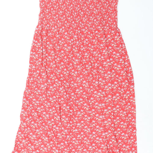 NEXT Womens Red Floral 100% Cotton Maxi Size 18 Square Neck Pullover