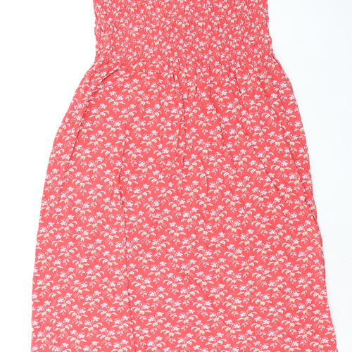 NEXT Womens Red Floral 100% Cotton Maxi Size 18 Square Neck Pullover