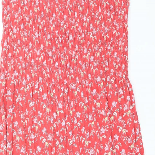 NEXT Womens Red Floral 100% Cotton Maxi Size 18 Square Neck Pullover