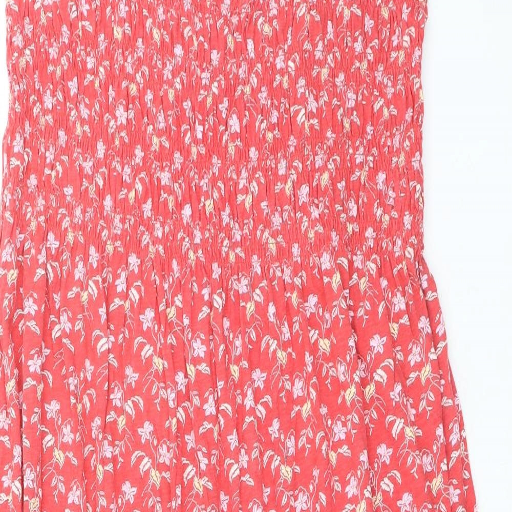 NEXT Womens Red Floral 100% Cotton Maxi Size 18 Square Neck Pullover