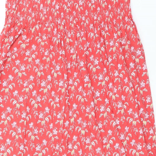 NEXT Womens Red Floral 100% Cotton Maxi Size 18 Square Neck Pullover