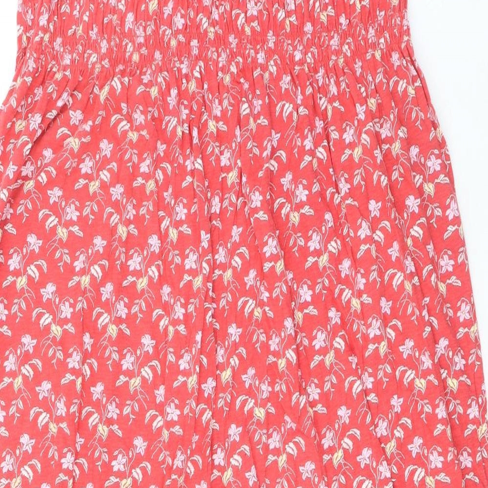 NEXT Womens Red Floral 100% Cotton Maxi Size 18 Square Neck Pullover