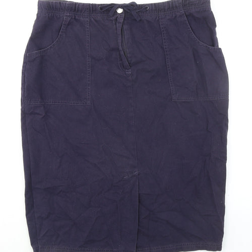 Being Casual Womens Blue Cotton A-Line Skirt Size 16 Zip
