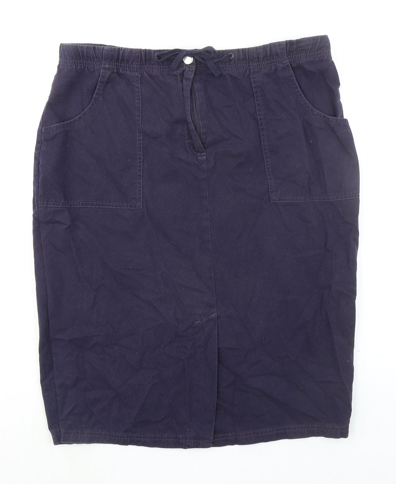 Being Casual Womens Blue Cotton A-Line Skirt Size 16 Zip
