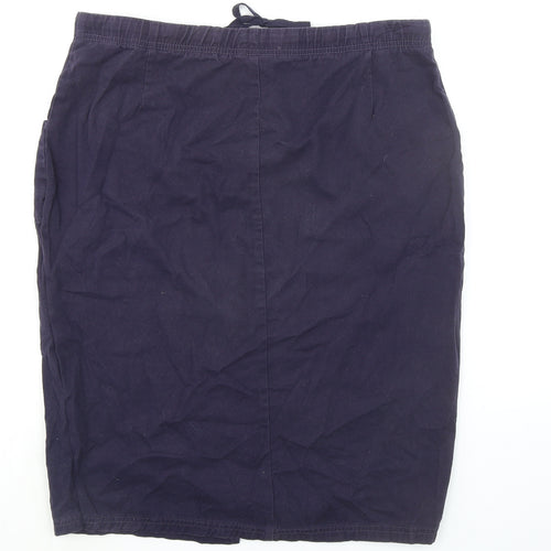 Being Casual Womens Blue Cotton A-Line Skirt Size 16 Zip