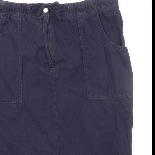 Being Casual Womens Blue Cotton A-Line Skirt Size 16 Zip