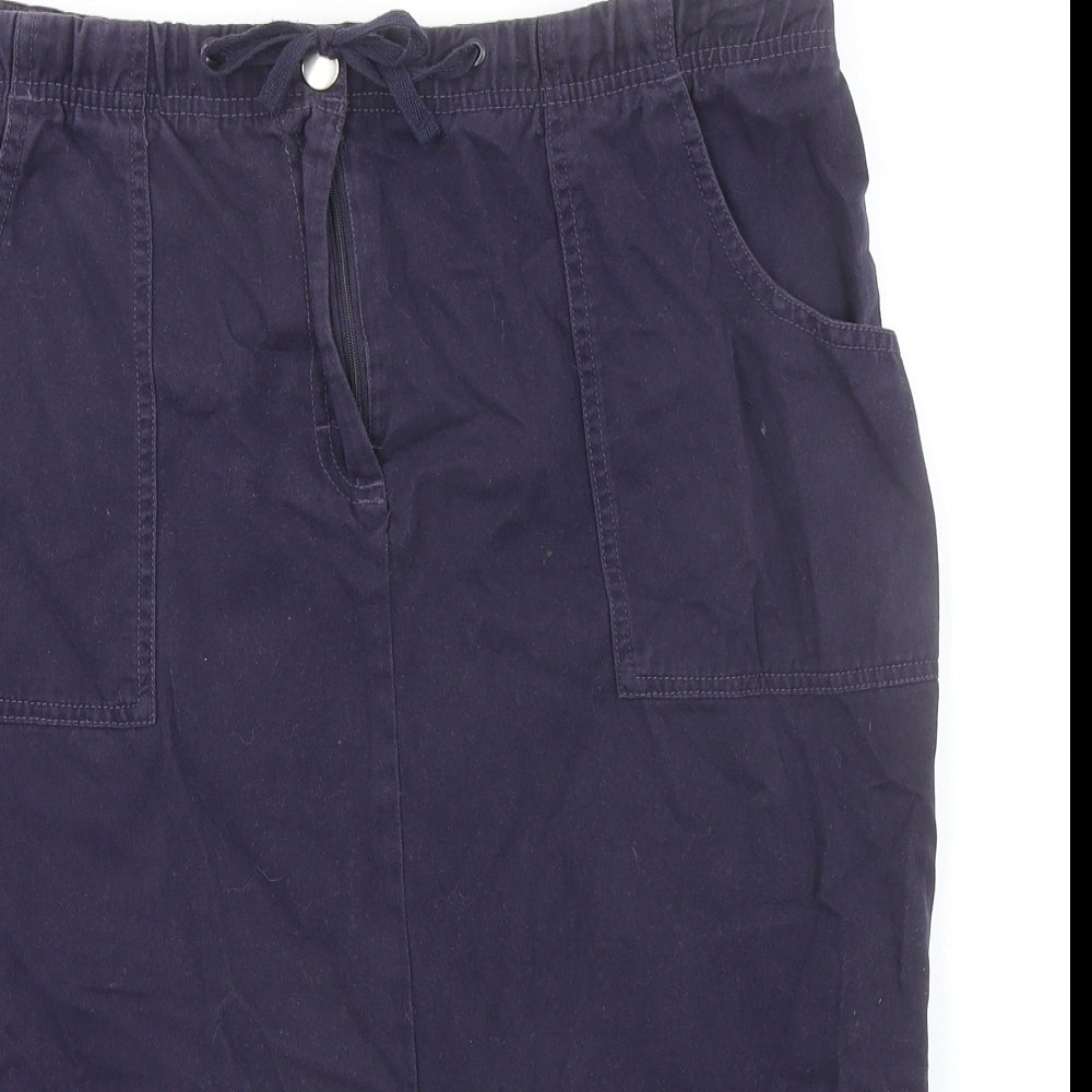 Being Casual Womens Blue Cotton A-Line Skirt Size 16 Zip