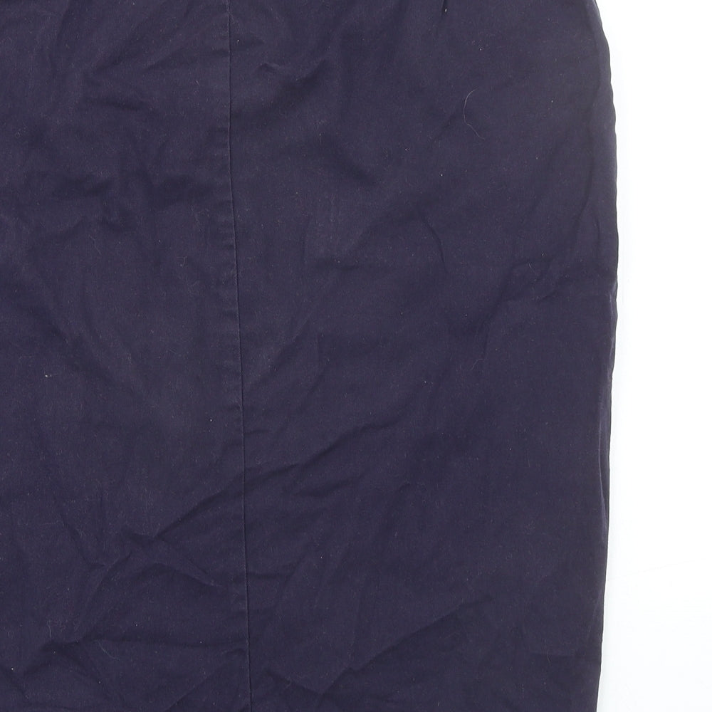 Being Casual Womens Blue Cotton A-Line Skirt Size 16 Zip