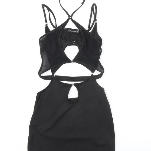 PRETTYLITTLETHING Womens Black Polyester Bodycon Size 8 Halter Pullover