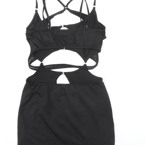 PRETTYLITTLETHING Womens Black Polyester Bodycon Size 8 Halter Pullover