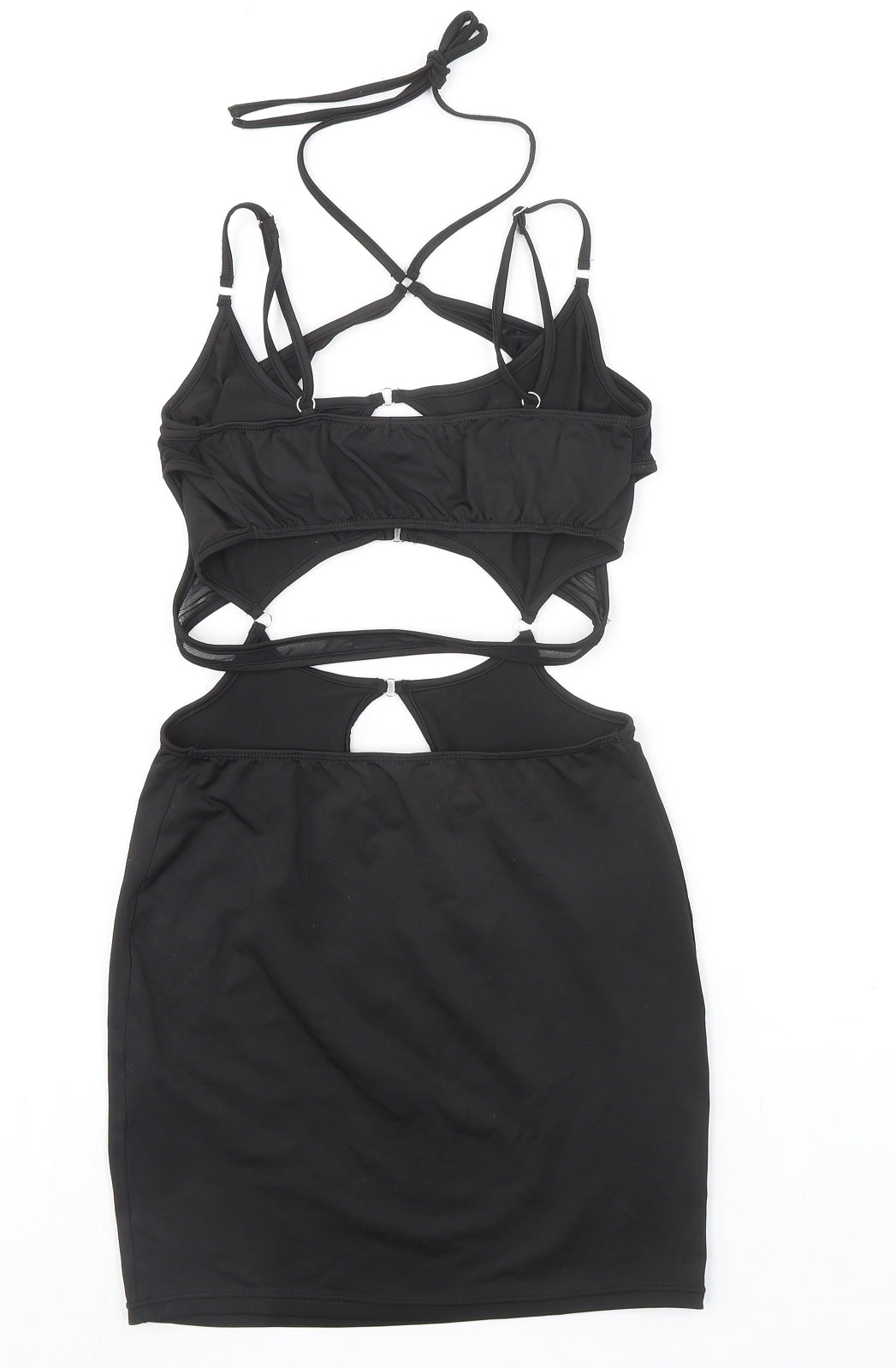 PRETTYLITTLETHING Womens Black Polyester Bodycon Size 8 Halter Pullover