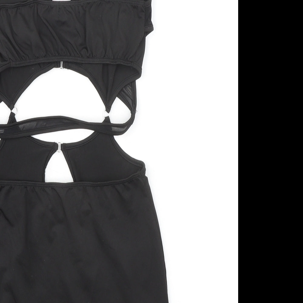 PRETTYLITTLETHING Womens Black Polyester Bodycon Size 8 Halter Pullover