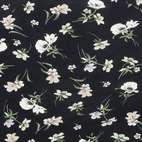 New Look Womens Black Floral Viscose Basic T-Shirt Size 16 Round Neck