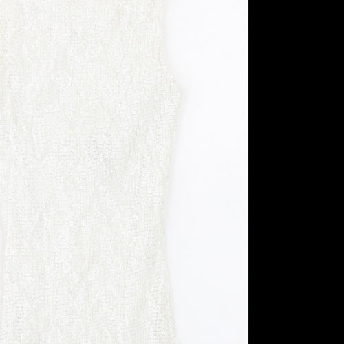 Jane Norman Womens Ivory Polyester Shift Size 12 Round Neck Pullover