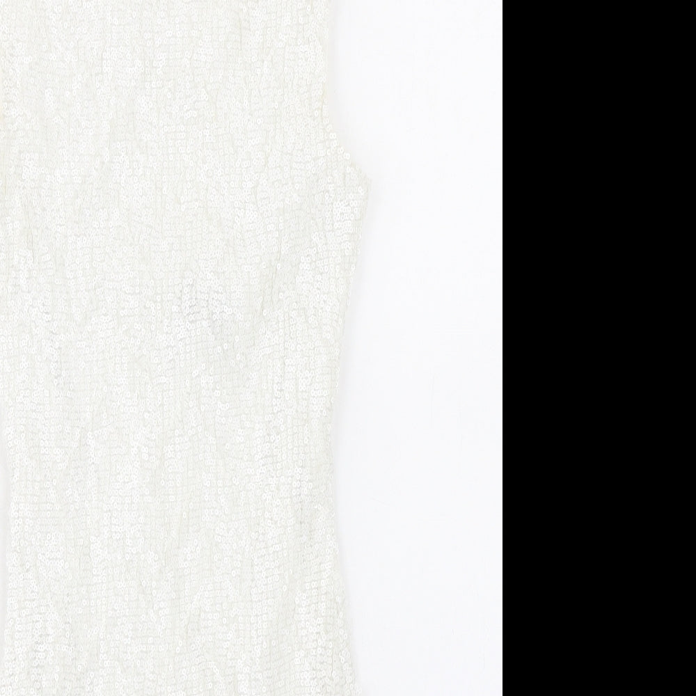 Jane Norman Womens Ivory Polyester Shift Size 12 Round Neck Pullover