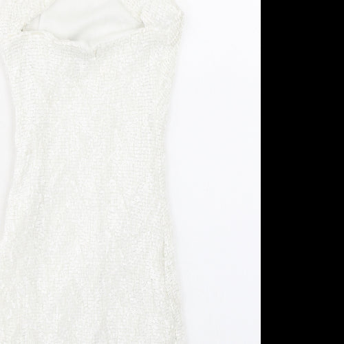 Jane Norman Womens Ivory Polyester Shift Size 12 Round Neck Pullover