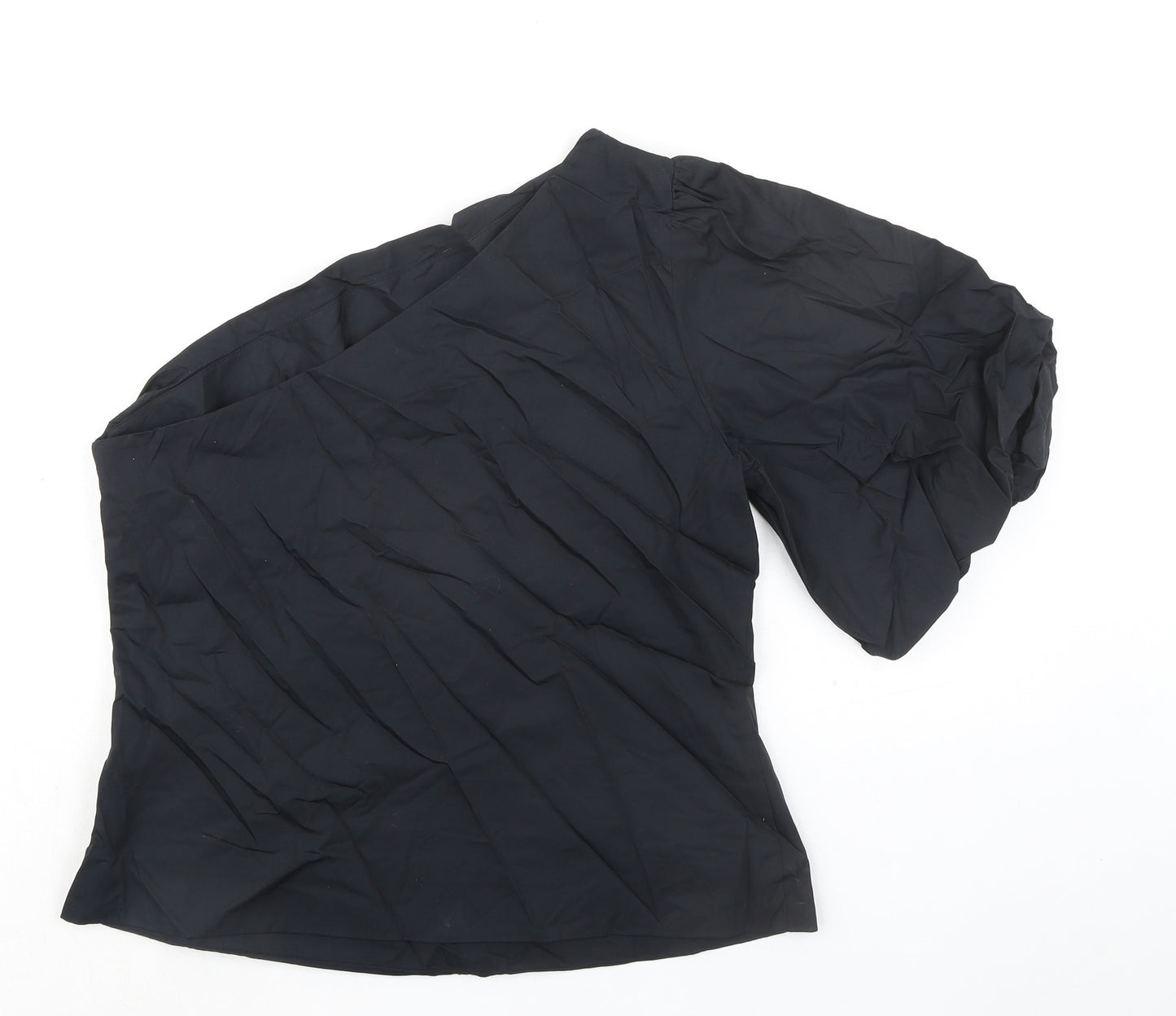 Marks and Spencer Womens Black 100% Cotton Basic Tank Size 14 One Shoulder