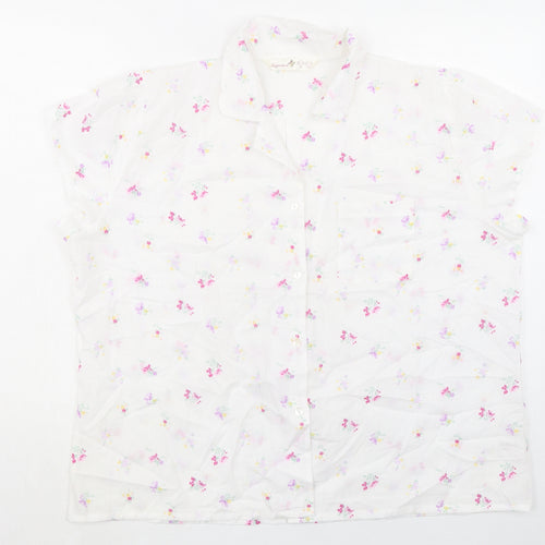 Inspiration Womens White Floral Polyester Basic Button-Up Size 22 Collared - Size 22-24