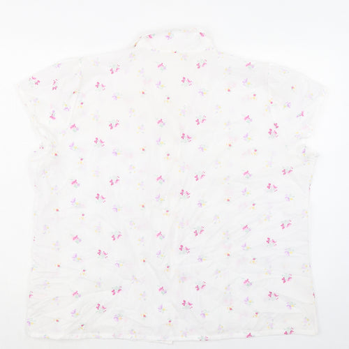 Inspiration Womens White Floral Polyester Basic Button-Up Size 22 Collared - Size 22-24
