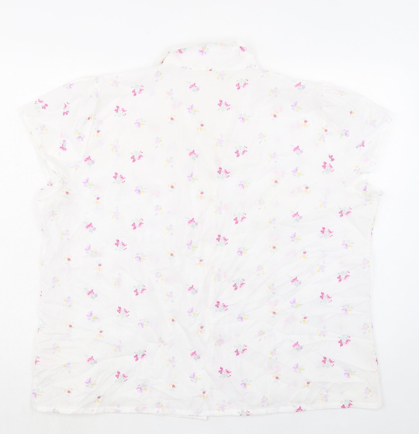 Inspiration Womens White Floral Polyester Basic Button-Up Size 22 Collared - Size 22-24