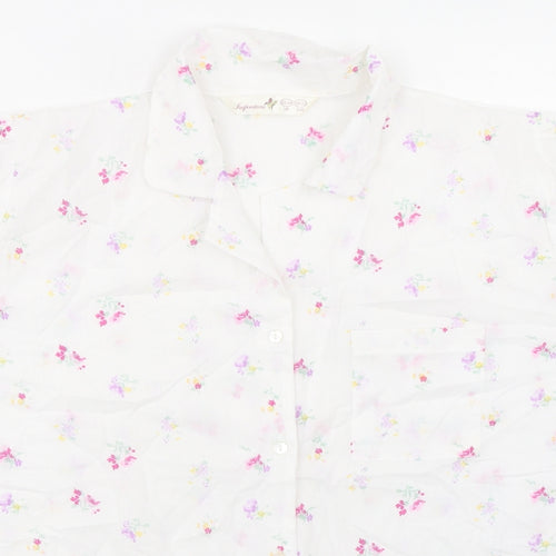 Inspiration Womens White Floral Polyester Basic Button-Up Size 22 Collared - Size 22-24