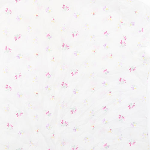 Inspiration Womens White Floral Polyester Basic Button-Up Size 22 Collared - Size 22-24
