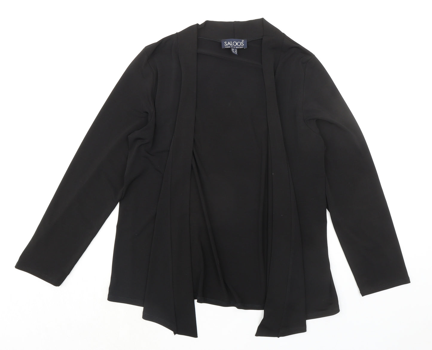 Saloos Womens Black V-Neck Polyester Cardigan Jumper Size 14