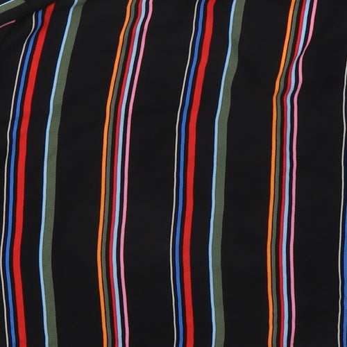 New Look Womens Black Striped Polyester Basic Button-Up Size 18 Boat Neck