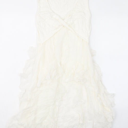 Phase Eight Womens Ivory Silk Tank Dress Size L V-Neck Pullover