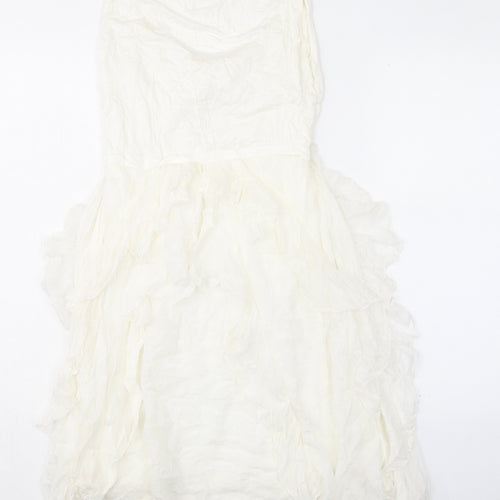 Phase Eight Womens Ivory Silk Tank Dress Size L V-Neck Pullover