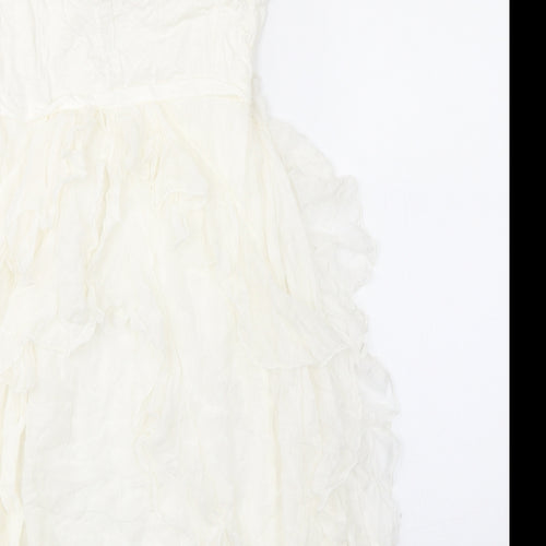 Phase Eight Womens Ivory Silk Tank Dress Size L V-Neck Pullover