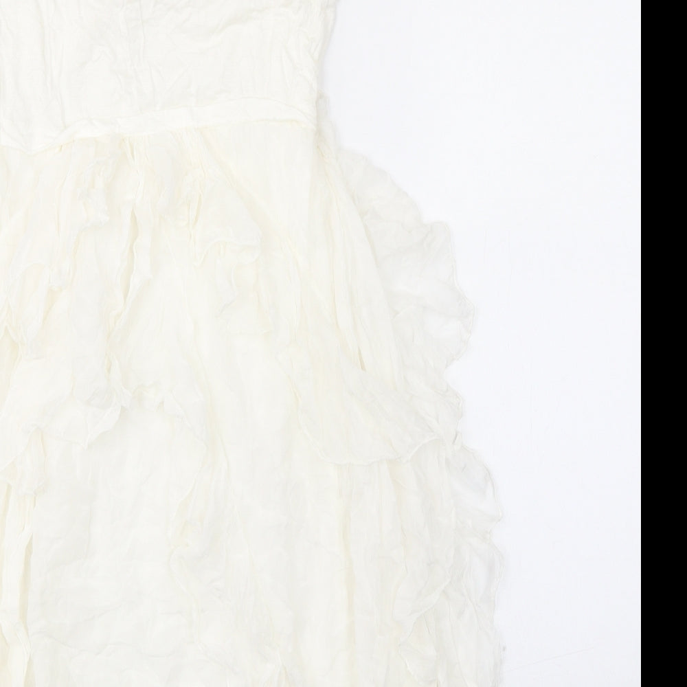 Phase Eight Womens Ivory Silk Tank Dress Size L V-Neck Pullover