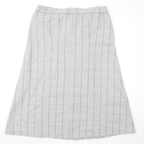 Cotton Traders Womens Grey Check Polyester A-Line Skirt Size 16 Zip