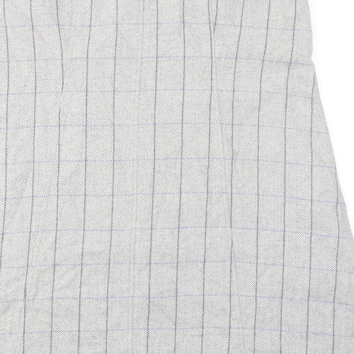 Cotton Traders Womens Grey Check Polyester A-Line Skirt Size 16 Zip